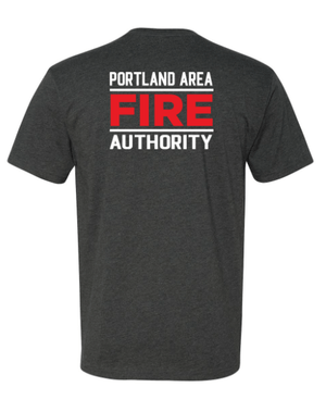 Custom Apparel - Screen Printing - Portland Fire Dept - Unisex Tee Charcoal/ Navy - Portland Fire Dept - 16390