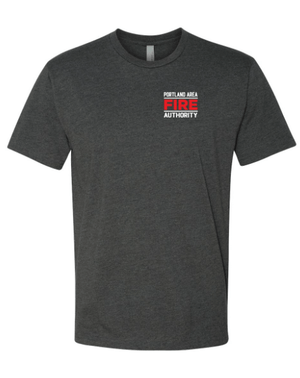 Custom Apparel - Screen Printing - Portland Fire Dept - Unisex Tee Charcoal/ Navy - Portland Fire Dept - 16390
