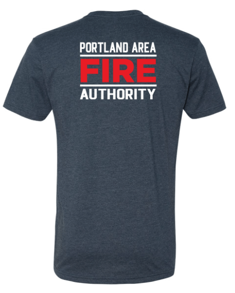 Custom Apparel - Screen Printing - Portland Fire Dept - Unisex Tee Charcoal/ Navy - Portland Fire Dept - 16390