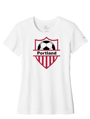 Custom Apparel - Screen Printing - Portland Girls Soccer - Women's Nike Swoosh Sleeve T-Shirt - Portland Girls Soccer - 17413