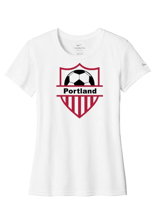 Custom Apparel - Screen Printing - Portland Girls Soccer - Women's Nike Swoosh Sleeve T-Shirt - Portland Girls Soccer - 17413