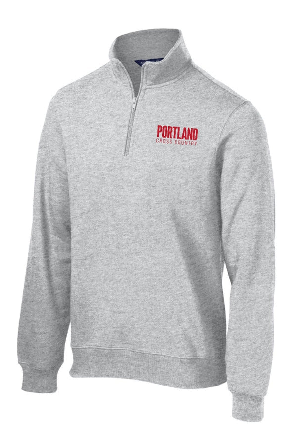 Custom Apparel - Screen Printing - Portland HS Cross Country - Adult 1/4 Zip Sweatshirt Grey - Portland XC Team - 16400