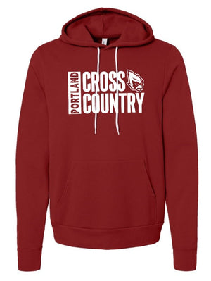 Custom Apparel - Screen Printing - Portland HS Cross Country - Adult Fleece Hoodie Cardinal/Grey - Portland XC Team - 16400