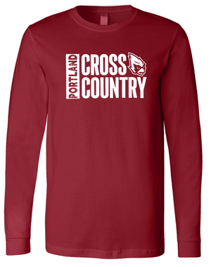 Custom Apparel - Screen Printing - Portland HS Cross Country - Adult Long Sleeve Jersey T-Shirt Cardinal Black - Portland XC Team - 16400