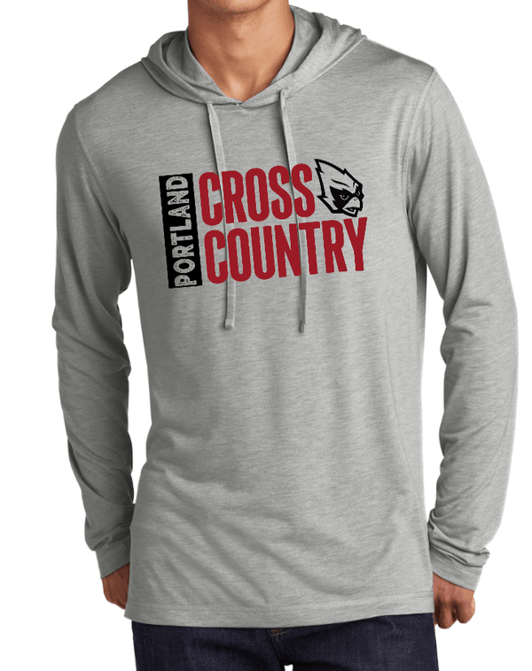 Custom Apparel - Screen Printing - Portland HS Cross Country - Adult Tri Blend Long Sleeve Hoodie Grey - Portland XC Team - 16400