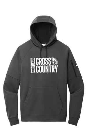 Custom Apparel - Screen Printing - Portland HS Cross Country - Nike Adult Pullover Fleece Hoodie Dk Grey - Portland XC Team - 16400