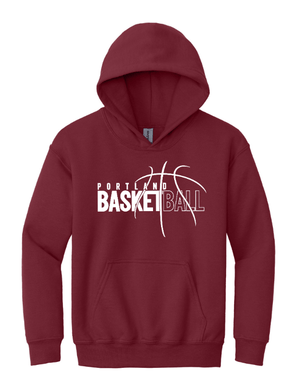 Custom Apparel - Screen Printing - Portland Middle School Basketball - Adult Heavy Blend Hoodie - Cardinal / Black - Portland Middle School Basketball - 17186