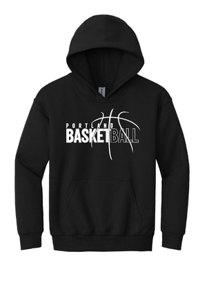 Custom Apparel - Screen Printing - Portland Middle School Basketball - Adult Heavy Blend Hoodie - Cardinal / Black - Portland Middle School Basketball - 17186