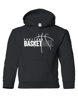 Custom Apparel - Screen Printing - Portland Middle School Basketball - Heavy Blend Youth Hoodie - Cardinal / Black - Portland Middle School Basketball - 17186