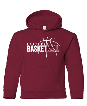 Custom Apparel - Screen Printing - Portland Middle School Basketball - Heavy Blend Youth Hoodie - Cardinal / Black - Portland Middle School Basketball - 17186