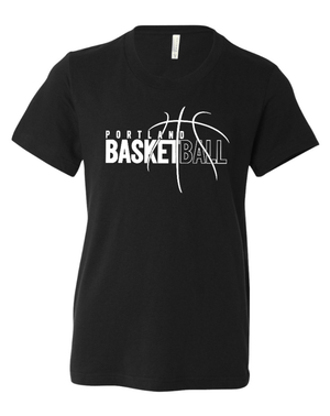 Custom Apparel - Screen Printing - Portland Middle School Basketball - Youth T-Shirt - Black / Cardinal - Portland Middle School Basketball - 17186