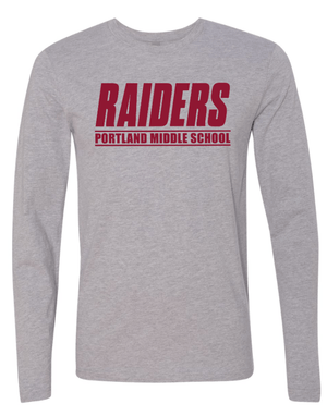 Custom Printed Apparel | Portland MS Back to School 25/26 - Unisex Cotton Long Sleeve T-Shirt (Heather Grey) - Portland MS BTS - 18203
