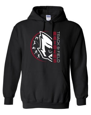 Custom Apparel - Screen Printing - Portland MS Track and Field 2025 - Heavy Blend Hoodie (Black / Cardinal) - Hoodie - Portland MS Track and Field 2025 - 17337