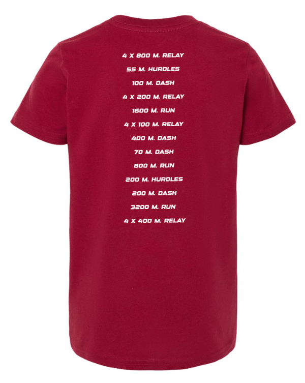 Custom Apparel - Screen Printing - Portland MS Track and Field 2025 - Youth Cotton T-Shirt (Black / Cardinal) - Portland MS Track and Field 2025 - 17337