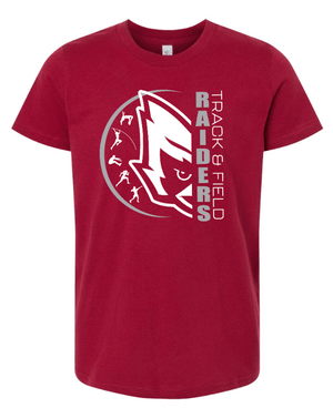 Custom Apparel - Screen Printing - Portland MS Track and Field 2025 - Youth Cotton T-Shirt (Black / Cardinal) - Portland MS Track and Field 2025 - 17337
