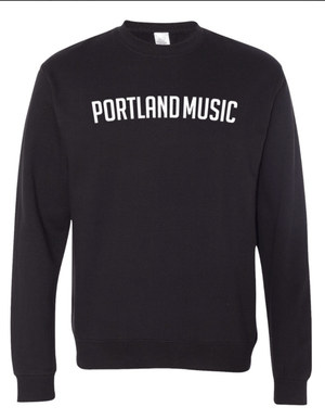Custom Printed Apparel | Portland Music Fall 2025 - Adult Crewneck Sweatshirt Portland Music Text (Maroon/Black) - Portland Music F25 - 18404
