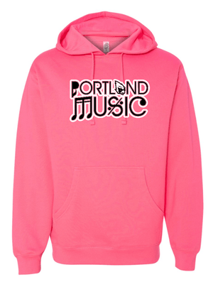 Custom Printed Apparel | Portland Music Fall 2025 - Adult Hooded Sweatshirt Portland Music Design (Grey/Neon Pink) - Portland Music F25 - 18404