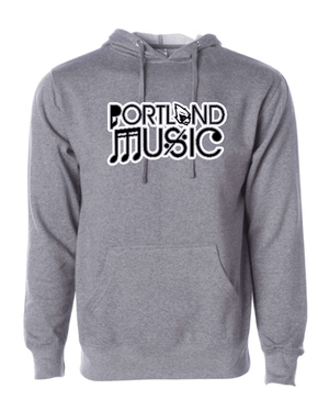 Custom Printed Apparel | Portland Music Fall 2025 - Adult Hooded Sweatshirt Portland Music Design (Grey/Neon Pink) - Portland Music F25 - 18404