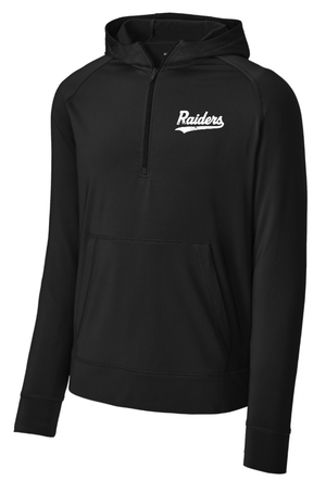 Custom Printed Apparel | Portland PTO | Adult Unisex Black 1/2 Zip Hoodie "Raider Swoosh Badge" - Portland PTO 25 - 18627