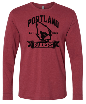 Custom Printed Apparel | Portland PTO | Adult Unisex Cardinal Long Sleeve "Established Design" - Portland PTO 25 - 18627
