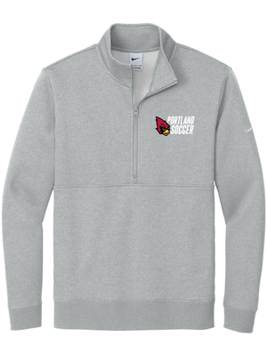 Custom Apparel - Screen Printing - Portland Soccer 2024 - Men's Nike Fleece Swoosh Sleeve 1/2 Zip Grey - Portland Soccer 2024 - 16360