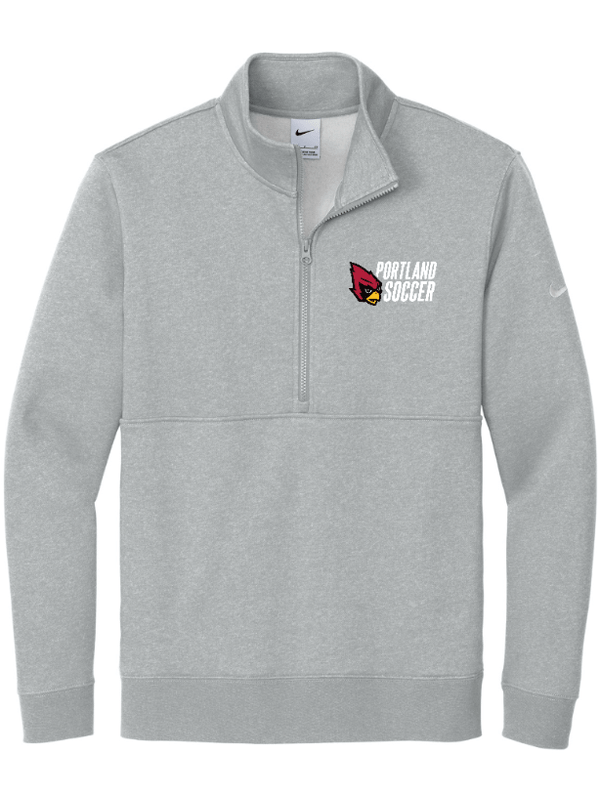 Custom Apparel - Screen Printing - Portland Soccer 2024 - Men's Nike Fleece Swoosh Sleeve 1/2 Zip Grey - Portland Soccer 2024 - 16360