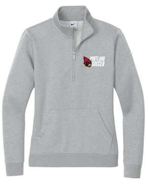 Custom Apparel - Screen Printing - Portland Soccer 2024 - Women's Nike Fleece Swoosh Sleeve 1/2 Zip Grey - Portland Soccer 2024 - 16360