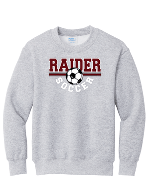Custom Apparel - Screen Printing - Portland Soccer 2024 - Youth Fleece Crewneck Sweatshirt Grey - Portland Soccer 2024 - 16360