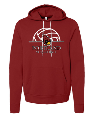 Custom Printed Apparel | Portland Volleyball Apparel - Unisex Fleece Hoodie (Black / Cardinal) - Portland Volleyball - 18251