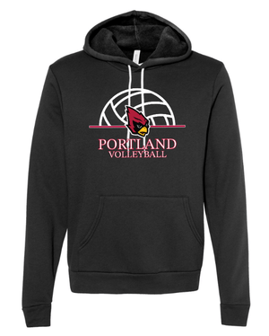 Custom Printed Apparel | Portland Volleyball Apparel - Unisex Fleece Hoodie (Black / Cardinal) - Portland Volleyball - 18251