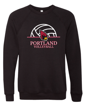 Custom Printed Apparel | Portland Volleyball Apparel - Unisex Fleece Raglan Crewneck Sweatshirt (Black / Cardinal) - Portland Volleyball - 18251