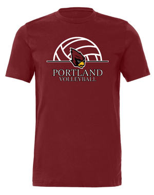 Custom Printed Apparel | Portland Volleyball Apparel - Unisex T-Shirt (Black / Cardinal) - Portland Volleyball - 18251