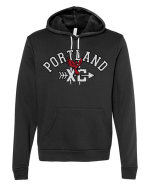 Custom Printed Apparel | Portland XC 2025 - Unisex Fleece Hoodie (Cardinal / Vintage Black) - Portland XC 2025 - 18253