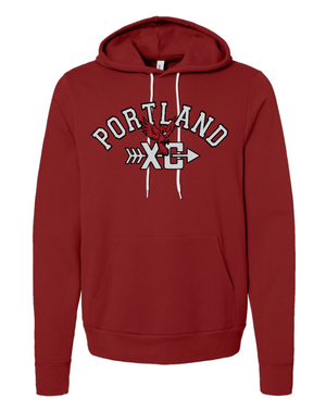 Custom Printed Apparel | Portland XC 2025 - Unisex Fleece Hoodie (Cardinal / Vintage Black) - Portland XC 2025 - 18253