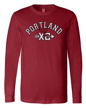 Custom Printed Apparel | Portland XC 2025 - Unisex Long Sleeve T-Shirt *Cardinal / Black* - Portland XC 2025 - 18253