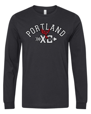 Custom Printed Apparel | Portland XC 2025 - Unisex Long Sleeve T-Shirt *Cardinal / Black* - Portland XC 2025 - 18253