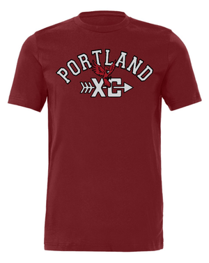Custom Printed Apparel | Portland XC 2025 - Unisex T-Shirt (Cardinal/Vintage Black) - Portland XC 2025 - 18253