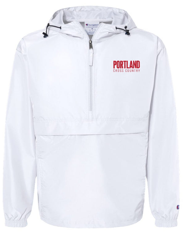 Portland HS Cross Country - Adult Hooded Packable Quarter Zip Jacket White