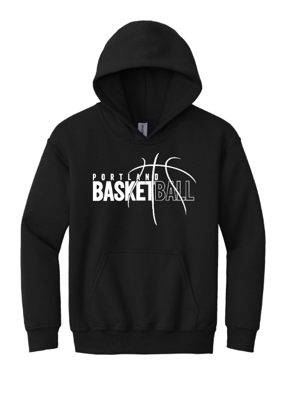 Portland Middle School Basketball - Adult Heavy Blend Hoodie  -- Cardinal / Black