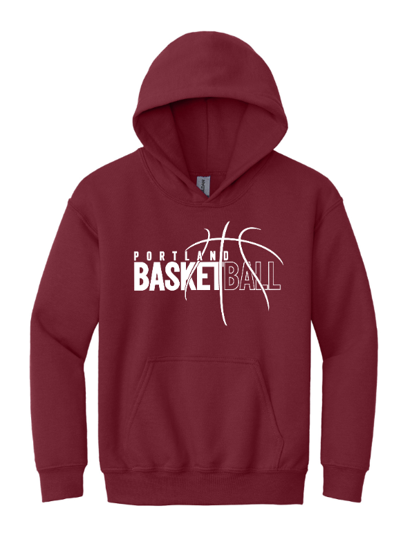 Portland Middle School Basketball - Adult Heavy Blend Hoodie  -- Cardinal / Black