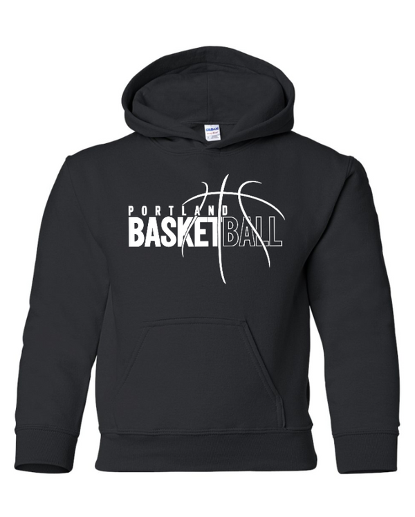 Portland Middle School Basketball - Heavy Blend Youth Hoodie  -- Cardinal / Black