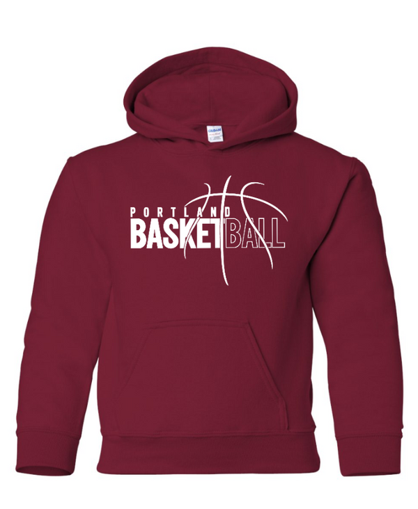 Portland Middle School Basketball - Heavy Blend Youth Hoodie  -- Cardinal / Black