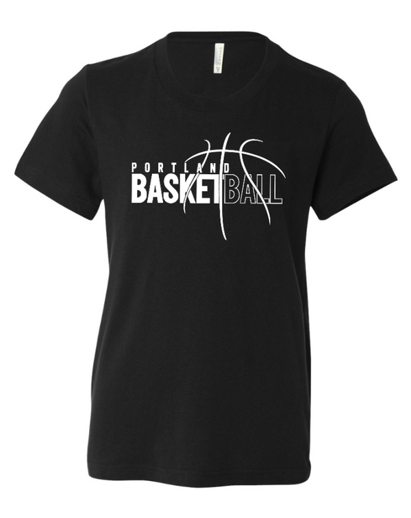 Portland Middle School Basketball - Adult Unisex T-Shirt  -- Heather Cardinal / Black