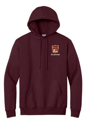 Custom Apparel - Screen Printing - Powers Catholic HS - The Casey House - Fleece Pullover Hoodie *Maroon / Black* - Hoodie - Powers Catholic HS - 16927