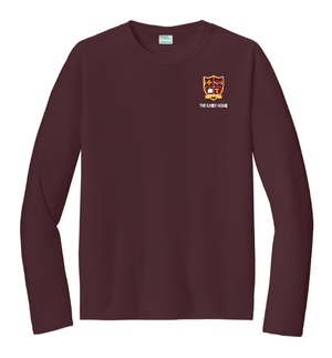 Custom Apparel - Screen Printing - Powers Catholic HS - The Casey House - Unisex Long Sleeve Performance Tee *Maroon / White* - Powers Catholic HS - 16927