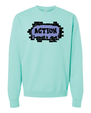 Custom Apparel - Screen Printing - PRE - ORDER | ACTION Graffiti Sweatshirt - Crewneck Sweatshirt - Okemos Action - 15044