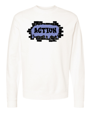 Custom Apparel - Screen Printing - PRE - ORDER | ACTION Graffiti Sweatshirt - Crewneck Sweatshirt - Okemos Action - 15044