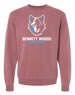 Custom Apparel - Screen Printing - PRE - ORDER | Bennett Woods - Staff Unisex Maroon Midweight Pigment - Dyed Crewneck Sweatshirt - T-shirt - Bennett Woods - 14525