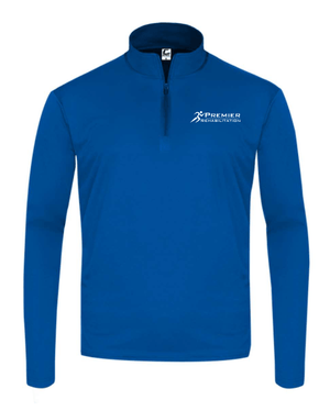 Custom Apparel - Screen Printing - Premier Rehabilitation - Unisex 1/4 Zip Pull Over (Black - White - Royal) - Premier Rehabilitation - 16667