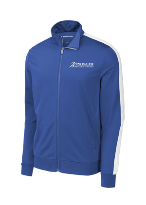 Custom Apparel - Screen Printing - Premier Rehabilitation - Unisex Stripe Track Jacket (Black/Black - Graphite/Black - Royal/White) - Premier Rehabilitation - 16667